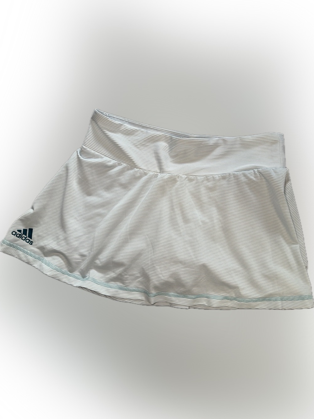 adidas White & Light Blue Parley Striped tennis Skirt with built in shorts M NWT